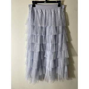 Anthropologie Lilac Tiered Midi Skirt Sz M